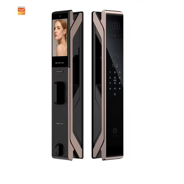 Latest Tuya Smart Door Lock with 3D Face Fingerprint Password Unlock Digital Camera Aluminum Alloy Wood Door Compatible