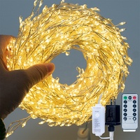 Guirnalda de Luces Decorativas Tipo Pirotecnia, Color Blanco Cálido, Luces Centelleantes con Control Remoto, 8 Modos, Cable de Cobre Impermeable