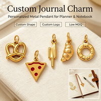 Breloque Yogoo Cute Foodie en acier inoxydable pour agenda : pendentif Pizza, Croissant, Pretzel et Crème glacée pour la décoration de carnet.