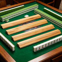 Plateau de Mahjong portable en bois avec support magnétique à poussoir pour joueur de Mahjong américain