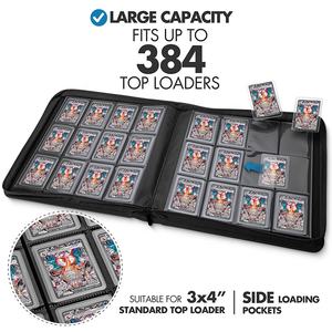 Étui de rangement pour cartes en cuir PU CE imperméable, capacité de 432 cartes, poches double face, classeur à 12 poches pour cartes à insérer par le haut - Product Image 2