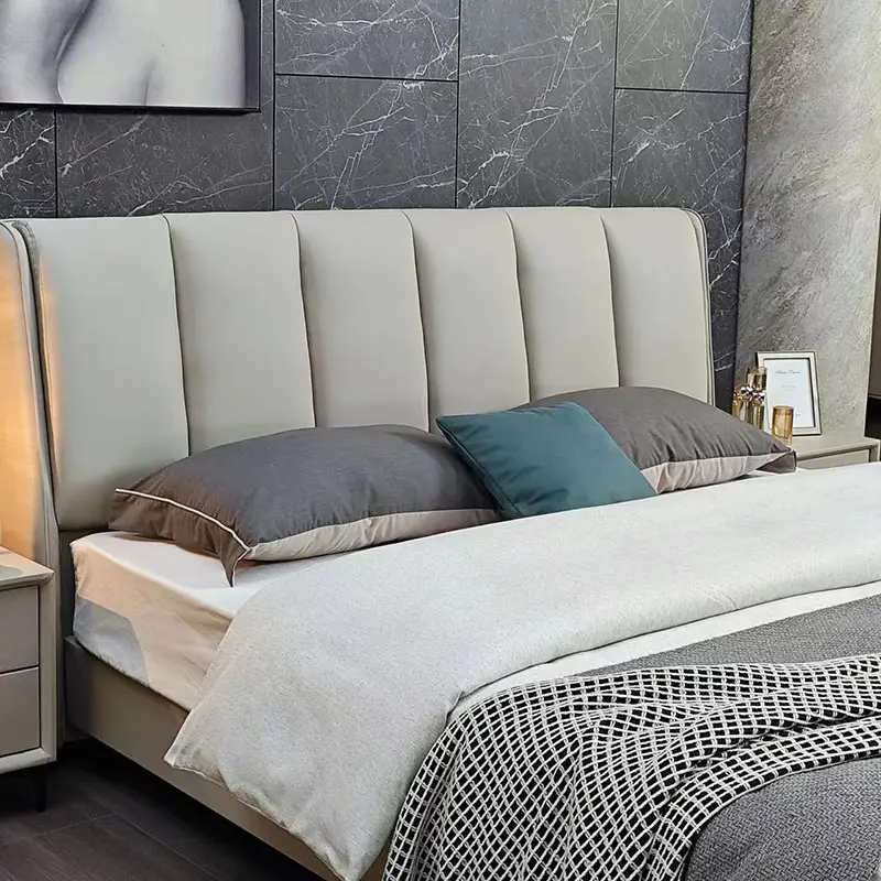 Lit moelleux moderne et confortable de luxe pour chambre à coucher lit double avec rangement lit queen size