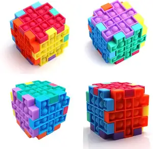Vente en Gros Logo Personnalisé Silicone Anti Stress pour Adultes Enfants Drôle Jeu de Logique Squeeze Cubes Puzzle Push Bubble Fidget Jouets Sensoriels