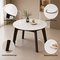 Table à manger en verre trempé de luxe moderne, plateau blanc écologique, pieds en bois massif, meubles de salle à manger pour appartement, import