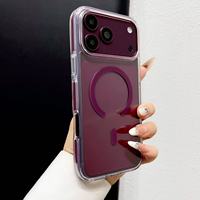 Coque de téléphone magnétique avec cadre coloré, couverture transparente, côtés antidérapants en TPU et dos transparent en PC pour iPhone 18 17 Pro Max