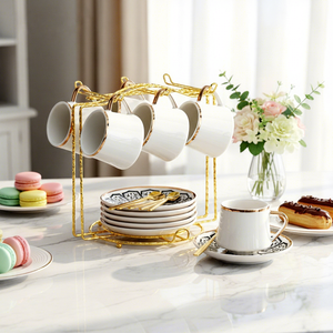 90cc Wholesale Personalized Eco-Friendly Durable Fine Bone China Gold Rim Ceramic Espresso Custom Turkish Coffee <strong>Cup</strong> <strong>Saucer</strong> <strong>Set</strong> - Product Image 1