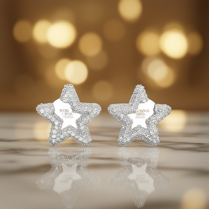 Pendientes Taske Star Stud de Plata 925 con Cristal y Engaste de Bisel, Color Blanco Champán, para Mujer, de Lujo, para Uso Diario, E3398 - Product Image 2