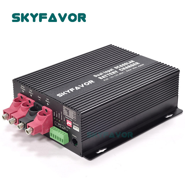 12V 30A DC to DC Dual Input Battery Charger 12V DC and MPPT Solar Battery Charger for RV Boat Yacht On-Board Charger