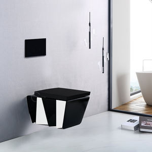 WC mural CE sans bride rond/carré, WC mural, siège de toilette mural en or européen - Product Image 2