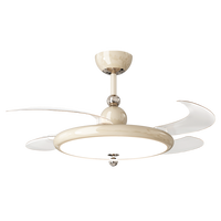 Lustre LED moderne de 42 pouces de hauteur Ventilateur de plafond rétractable Lampe décorative Lumières Télécommande Haut-parleur BT Moteur à courant continu-Nouvelle Chine