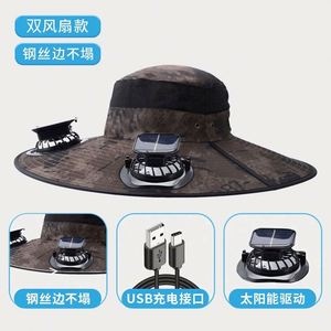 Chapeau Bob d'été 2025 en gros pour l'extérieur, avec ventilateur solaire intégré et deux ventilateurs rafraîchissants – Nouveauté très demandée - Product Image 4