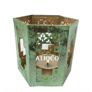 Bougeoir votif en fer durable et durable avec finition rustique pour la décoration et l'ambiance de la maison de style ferme moderne - Product Image 6