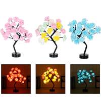 Lampu Meja Pohon Bunga Mawar LED Warna-warni untuk Pesta Liburan, Pernikahan, Hadiah Natal, Dekorasi Kamar Hotel, Lampu Malam