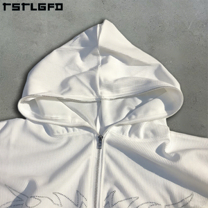 Sweat à capuche pour hommes avec strass personnalisé automne Digital Street Wear 100% French Terry 100% sweat à capuche surdimensionné en coton biologique - Product Image 3