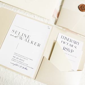 象牙口袋折叠请柬带RSVP信封婚礼请柬用品口袋信封婚礼请柬 - Product Image 4