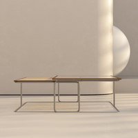 Surface en bois tissée par table basse moderne élégante contemporaine et jambes en métal pour des meubles de maison de salon