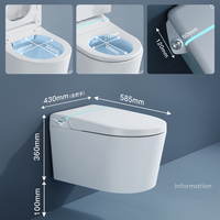 WC intelligent mural moderne avec télécommande, monobloc, siphon en P, fonction de lavage, chasse d'eau automatique, pour salle de bain