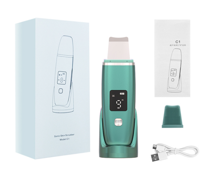 Скруббер для кожи с ЖК-дисплеем, водонепроницаемый ультразвуковой скребок для глубокой очистки кожи лица с USB-зарядкой