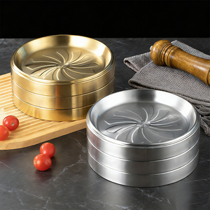 Prato Redondo de Aço Inoxidável 304 Personalizado para Servir Alimentos, Bandeja de Metal para Vegetais, Utensílio para Churrasco - Product Image 6