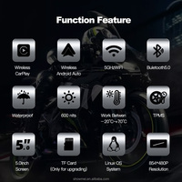 TPMS Portátil IP67 5G Wifi para Motocicleta, Pantalla Táctil IPS de 5 Pulgadas, Android Auto, Carplay, BT5.0, Navegación GPS para Motocicleta