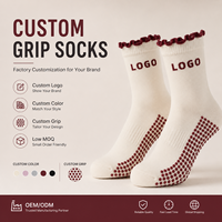 Chaussettes de compression tricotées sans couture personnalisées pour le corps, la cheville, le Pilates, le yoga, le trampoline, la barre, antidérapantes, à volants, pour l'automne et le quotidien