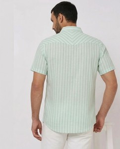 Camisa de Lino a Rayas para Hombre, Corte Slim, Transpirable, para Verano, Manga Larga, Calidad de Exportación, Venta al Por Mayor - Product Image 2