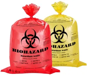 2023 OEM ODM Wholesale Eco Friendly Red hdpe yellow biodegradable medic autoclavable BIOHAZARD bags Yellow medical waste bag