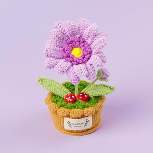 Venta al por Mayor de Mini Macetas de Flores Tejidas a Crochet, Rosas y Tulipanes para el Día de San Valentín y Graduación, Flores Tejidas a Mano para Decoración - Product Image 4