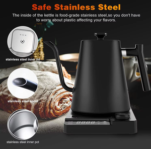 Bollitore Elettrico a Collo d'Oca di Qualità Alberghiera con Termostato <span class=keywords><strong>per</strong></span> Acqua Calda, Nuovo Design <span class=keywords><strong>per</strong></span> Caffè e Tè, Accessorio <span class=keywords><strong>per</strong></span> Bollitore - Product Image 6