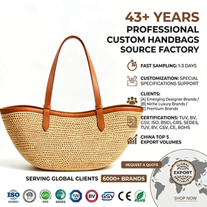 Borsa Tote da Donna <span class=keywords><strong>in</strong></span> Paglia Intrecciata a Mezzaluna con Manici <span class=keywords><strong>in</strong></span> Pelle Caramello, Personalizzabile con Logo, OEM ODM, Vendita all'Ingrosso dalla Fabbrica, Collezione Estate 2026 - Product Image 1