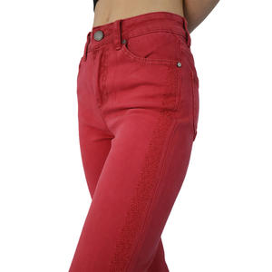 Jeans en stock, jeans rouges pour femmes, jeans brodés, pantalons pour femmes, <span class=keywords><strong>push</strong></span>-<span class=keywords><strong>up</strong></span> - Product Image 5