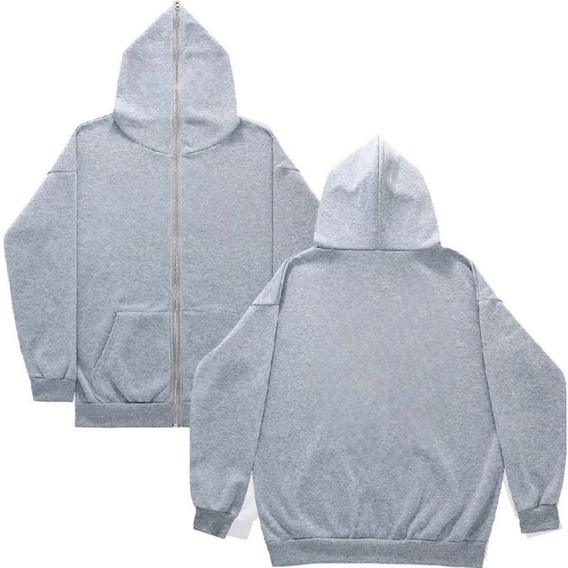 Premium Gray Full Zip Hoodie for Men Women, Heavyweight Polyester Blend Zip up Hooded Sweatshirt OEM ODM