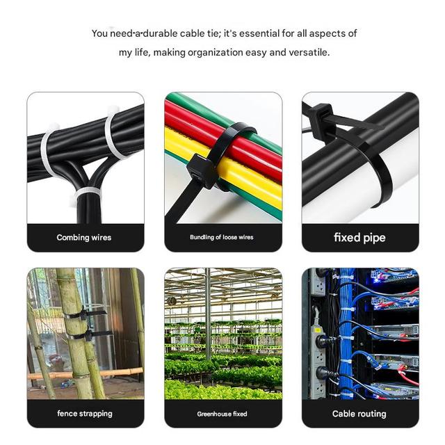 Factory Heavy Duty Self-Locking Cable Ties Double Head Nylon 66 Zip Tie Straps UV Resistant for Automotive Solar Wire Harness