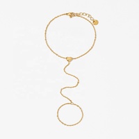 Bracciale a catena da dito a forma di cuore in acciaio inossidabile placcato oro, nuovo, alla moda, che non sbiadisce, all'ingrosso, per donna