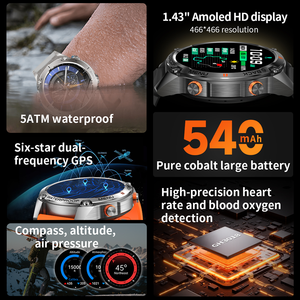 SENBONO G100 라운드 스포츠 <span class=keywords><strong>GPS</strong></span> 고도 기압계 가이드 5ATM 방수 BT 전화 야외 남성 SmartWatch 큰 스마트 시계 - Product Image 5