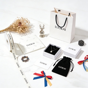 One-stop custom jewellery <b>packaging</b> <b>box</b> & jewelry <b>packaging</b> bag set, <b>small</b> batch with ribbon & tissue paper. - Product Image 1