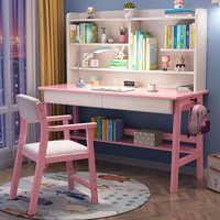 Escritorio de Estudio Ergonómico de Madera Maciza para Niños con Estantería Integrada y Gestión de Cables para Dormitorio u Oficina en Casa