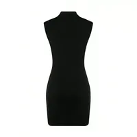 Robe d'été unie pour femme, style moulant taille haute, élégante, noire, disponible du S au XL, vente en gros avec faible MOQ