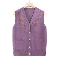 Mama tricot printemps et automne gilet chaud grand-mère pull maillot de corps cardigan décontracté femmes épaules hauts sans manches