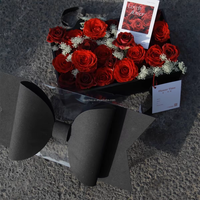 Boîte à gâteau élégante pour la Saint-Valentin, carrée, avec fleurs, nœud rouge, PVC transparent, papier gaufré, emballage cadeau, pelliculage mat