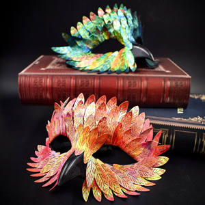 หน้ากากขนนกนกฮูกสีดำครึ่งหน้าสำหรับงานฮาโลวีน งานเต้นรำแฟนซี งานคาร์นิวัล - Product Image 1