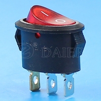 Interrupteur à bascule ovale série KCD1, boîtier noir, 3 broches ON-OFF SPST, interrupteur à bascule lumineux LED rouge pour applications électriques