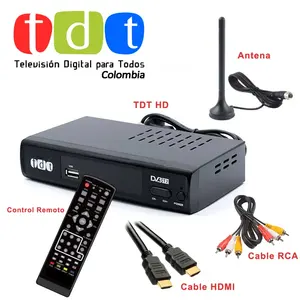 天线TDT接收器数字电视调谐器解码器全高清1080P DVB T2 TDT，带高清有线电视天线，适用于哥伦比亚