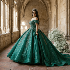 ชุดแต่งงานสีเขียวมรกตประดับลูกไม้สุดหรู Lsany205 ชุดราตรีงานพรอม ชุดเดรสสำหรับงาน Quinceanera ยี่ห้อ Jancember - Product Image 1