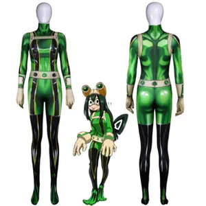 My Hero Academia Froppy Tsuyu Asui Kostum Cosplay Spandex Zentai Setelan Wanita Anak Perempuan Boku No Hero Academia Bodysuits Anak-anak/Dewasa