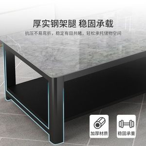 Mesa de Centro de Vidrio Templado Rectangular con Patrón de Mármol, Fácil de Limpiar, para Sala de Estar, Oficina en Casa, Apartamento en Alquiler - Product Image 3