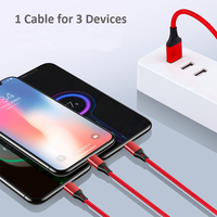 Cable de cargador rápido trenzado de nailon azul Cable de carga de teléfono múltiple multipuerto Universal para Android Micro USB tipo C para computadora