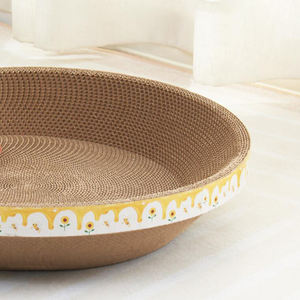 Kertas bergelombang berkepadatan tinggi yang dipertebal tahan aus tanpa penumpahan melingkar terintegrasi kucing papan gores sarang kucing untuk kucing - Product Image 6