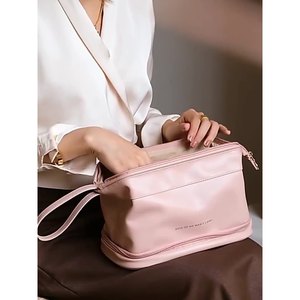Pu Cloud Shaped Cosmetic Bag Large Capacity Double Layer Makeup Storage Travel Toiletry Case - Product Image 3