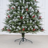 Sapin de Noël artificiel extérieur en PE de 1,80 m, blanc, effet neige tombante, dense, avec cônes de pin